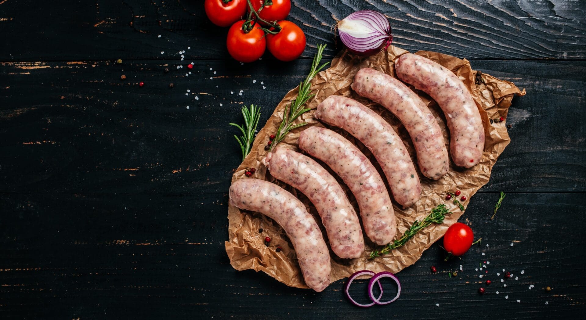 A bunch of sausages on a cutting board